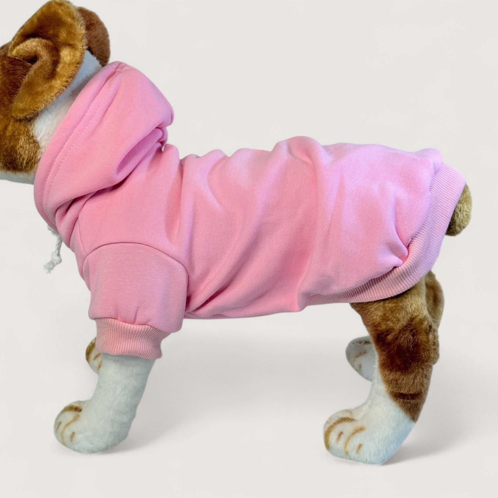 Pink Dog Hoodie - Cotton Blend, side view – blank dog apparel for makers and small brands | Fetch Blanks