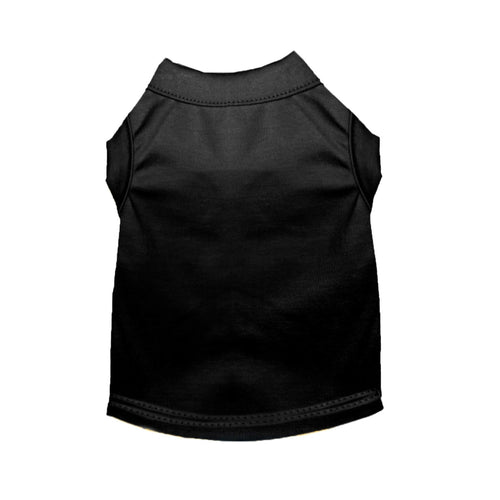 Flat lay of black blank pet t-shirt showing back view, perfect for custom printing, embroidery, or vinyl design applications