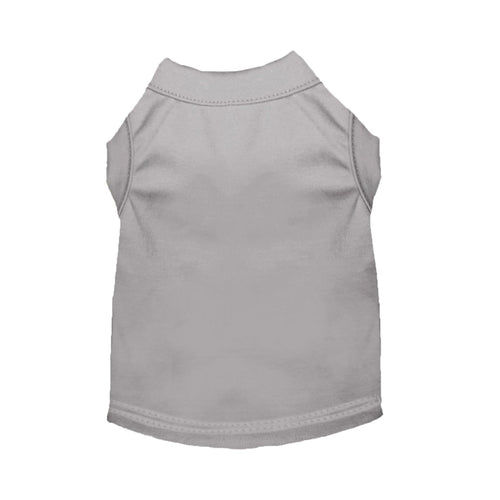 Flat lay of gray blank pet t-shirt showing back view, perfect for custom printing, embroidery, or vinyl design applications