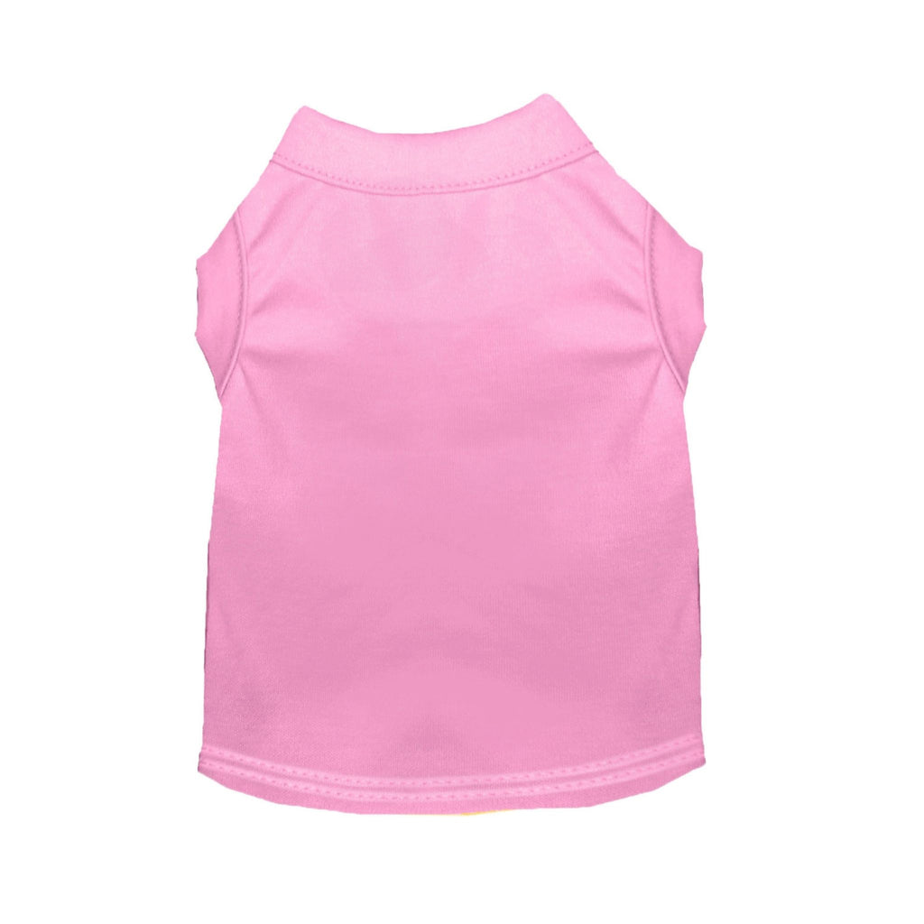 Flat lay of pink blank pet t-shirt showing back view, perfect for custom printing, embroidery, or vinyl design applications