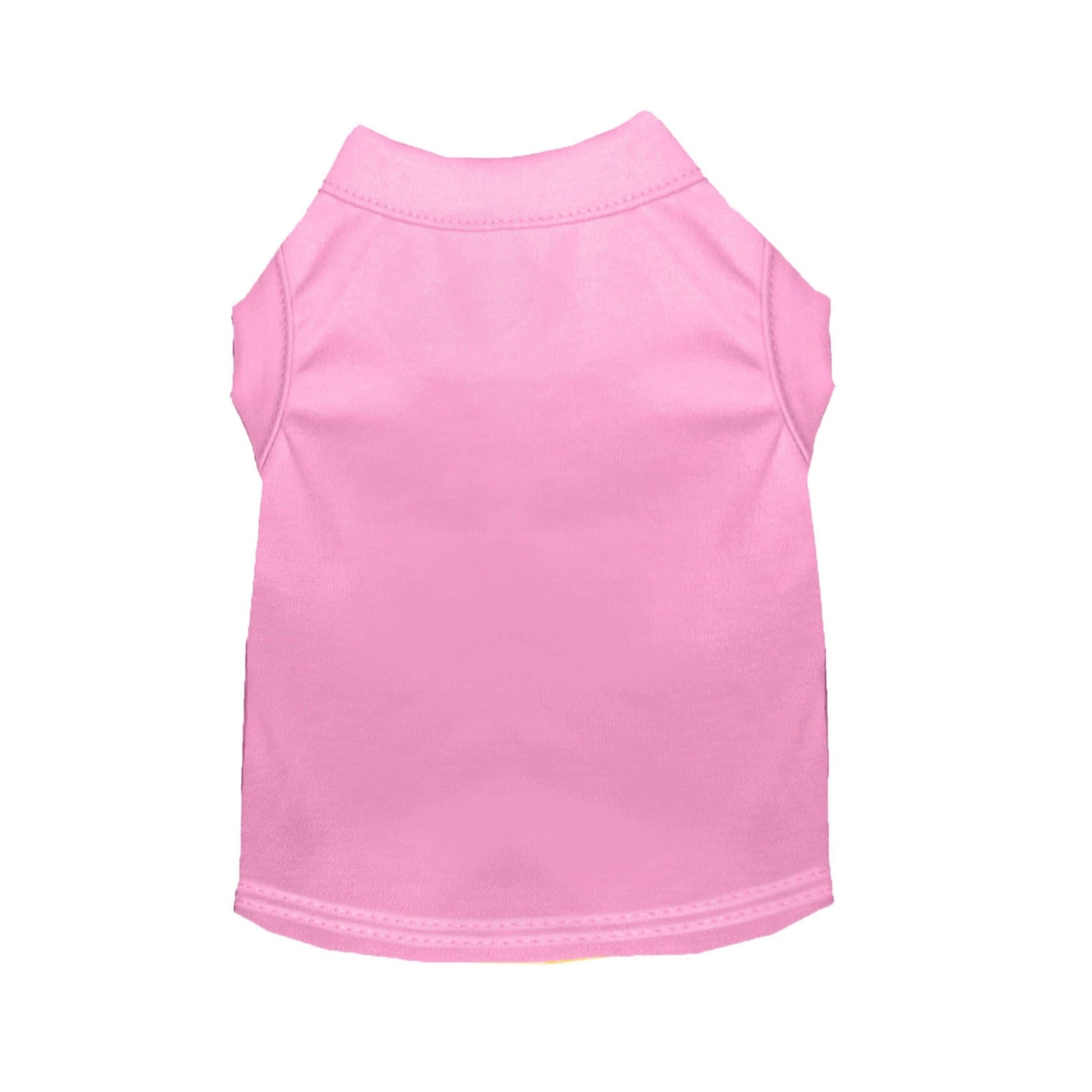 Flat lay of pink blank pet t-shirt showing back view, perfect for custom printing, embroidery, or vinyl design applications