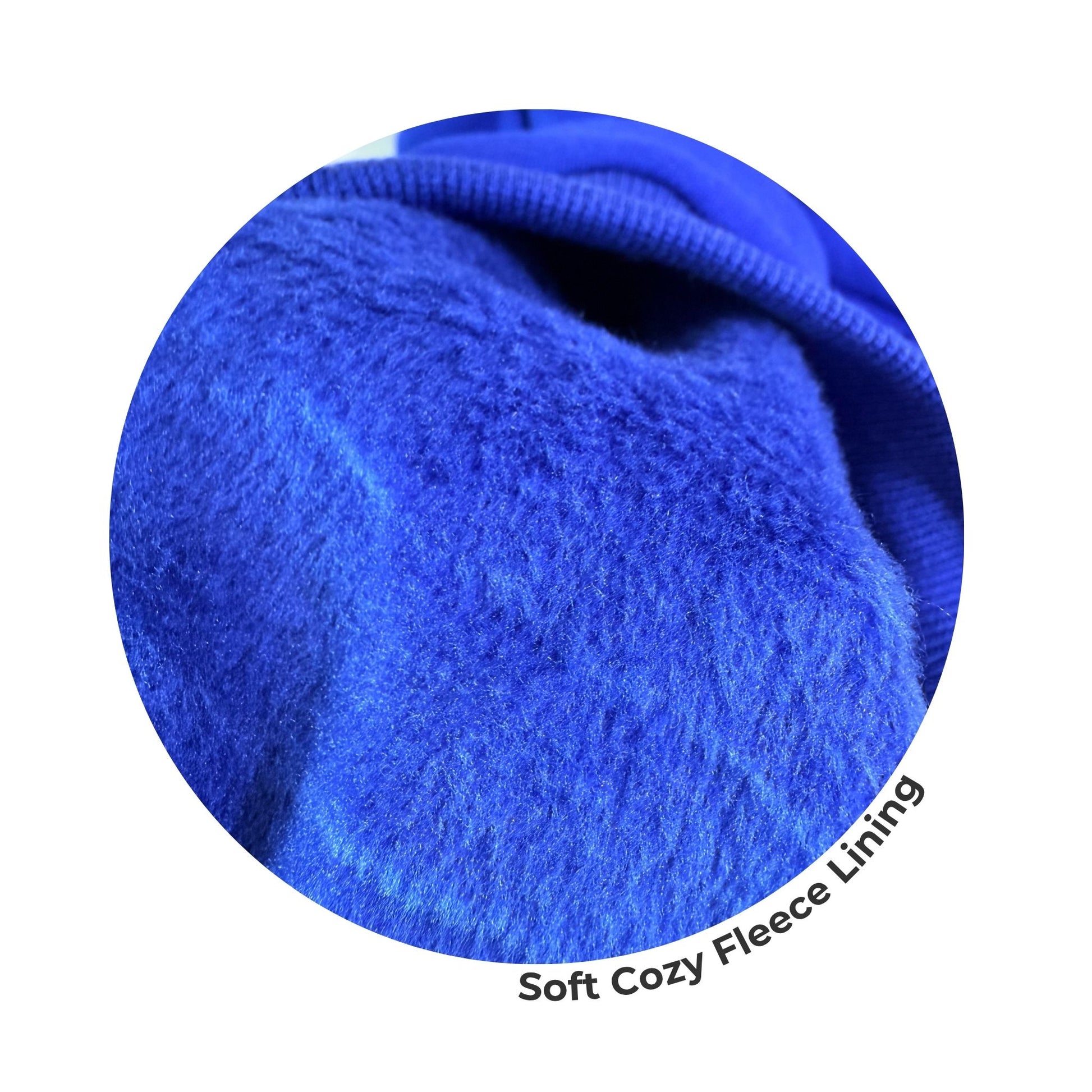 Close-up of soft blue fleece lining texture, showcasing the cozy inner material used in pet hoodies