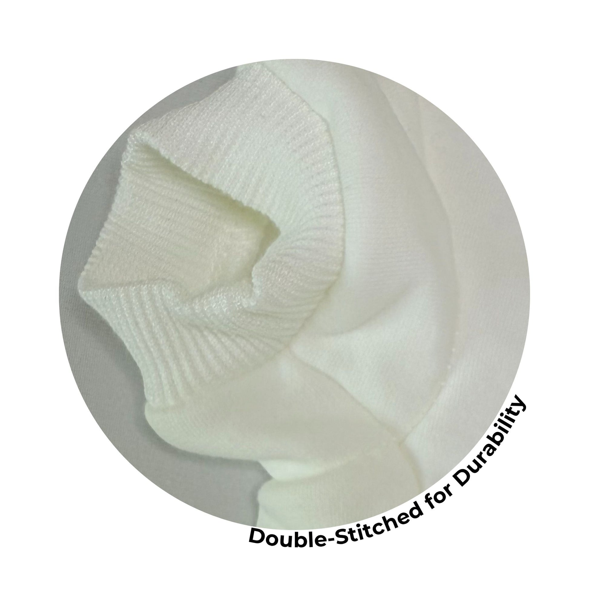 Close-up of cream pet hoodie seam highlighting double-stitched construction for extra durability