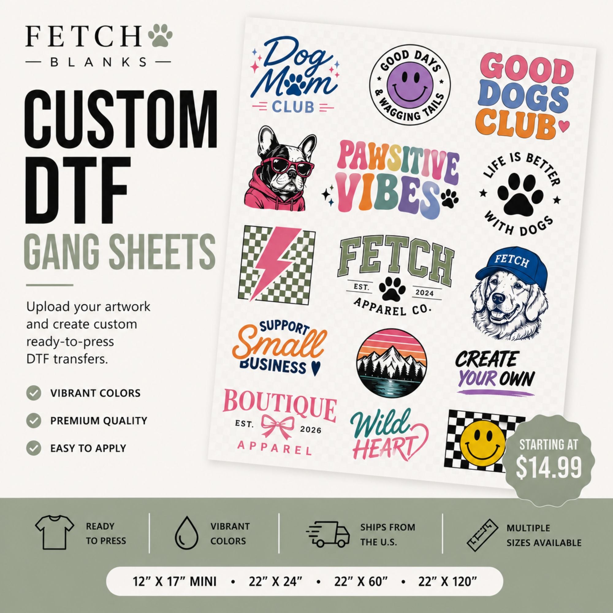 Custom DTF Gang Sheet Transfers | Upload Your Artwork