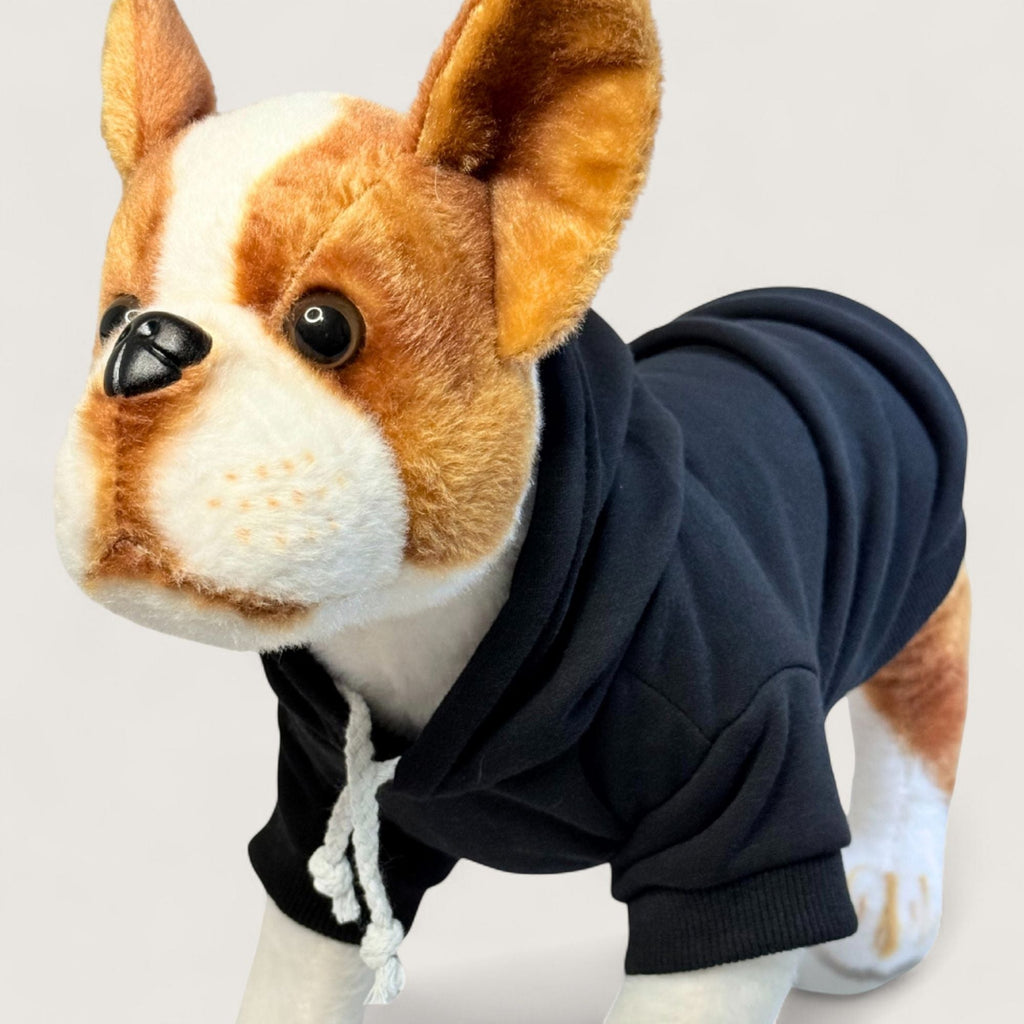 Black Dog Hoodie - Cotton Blend, front view – blank dog apparel for makers and small brands | Fetch Blanks