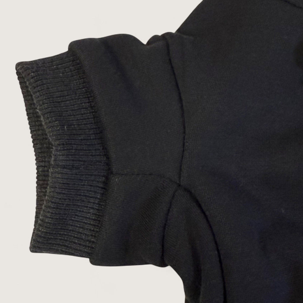 Black Dog Hoodie - Cotton Blend, up close of stitching quality – blank dog apparel for makers and small brands | Fetch Blanks