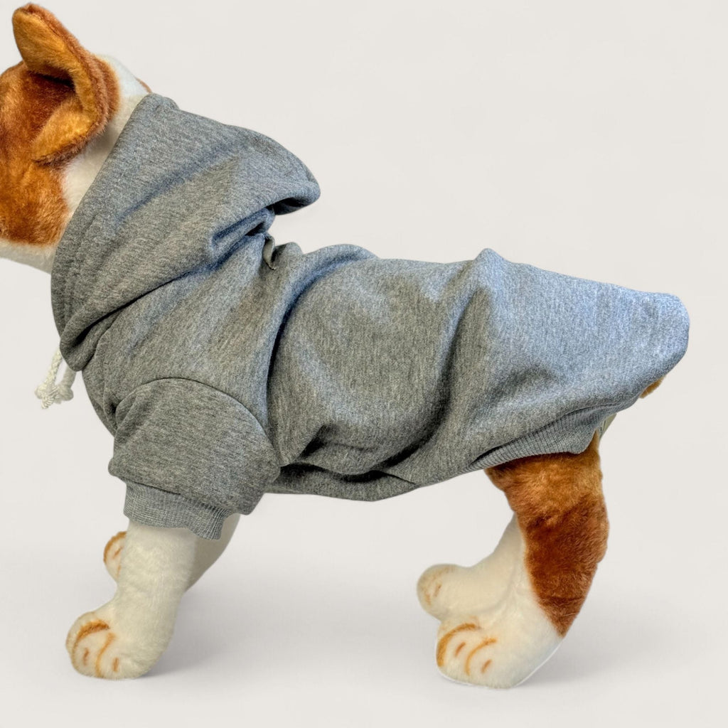 Gray Dog Hoodie - Cotton Blend, side view – blank dog apparel for makers and small brands | Fetch Blanks