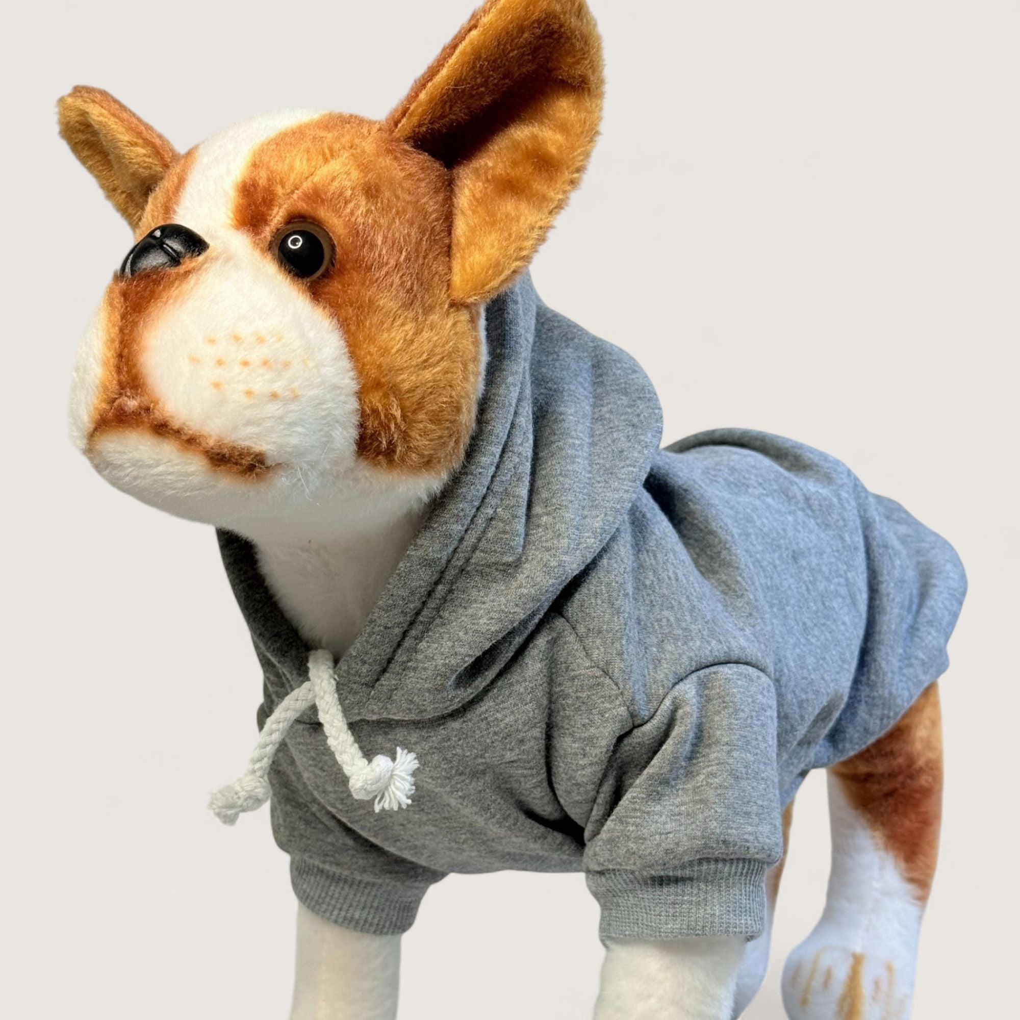 Gray Dog Hoodie - Cotton Blend, front view – blank dog apparel for makers and small brands | Fetch Blanks