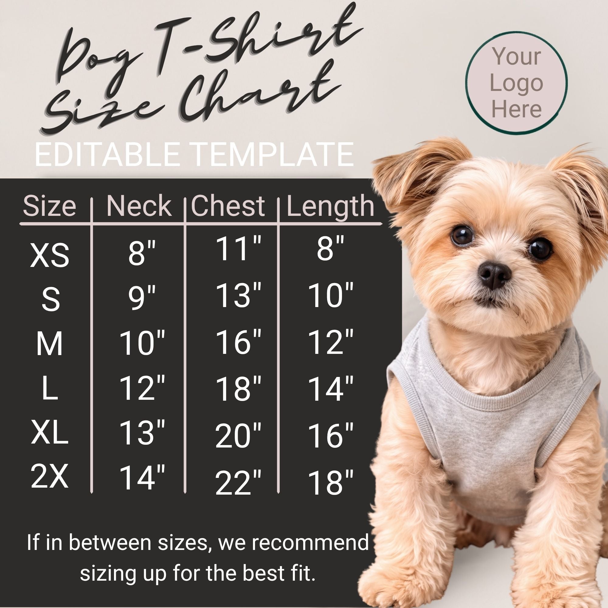 Pet Clothing Size Chart Bundle (Hoodie + T-Shirt) – Editable Canva Templates – blank dog apparel for makers and small brands | Fetch Blanks