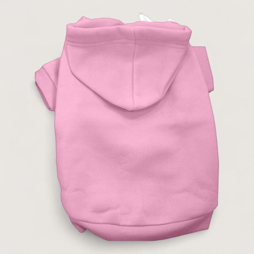 Pink Dog Hoodie - Cotton Blend, Back flat lay – blank dog apparel for makers and small brands | Fetch Blanks