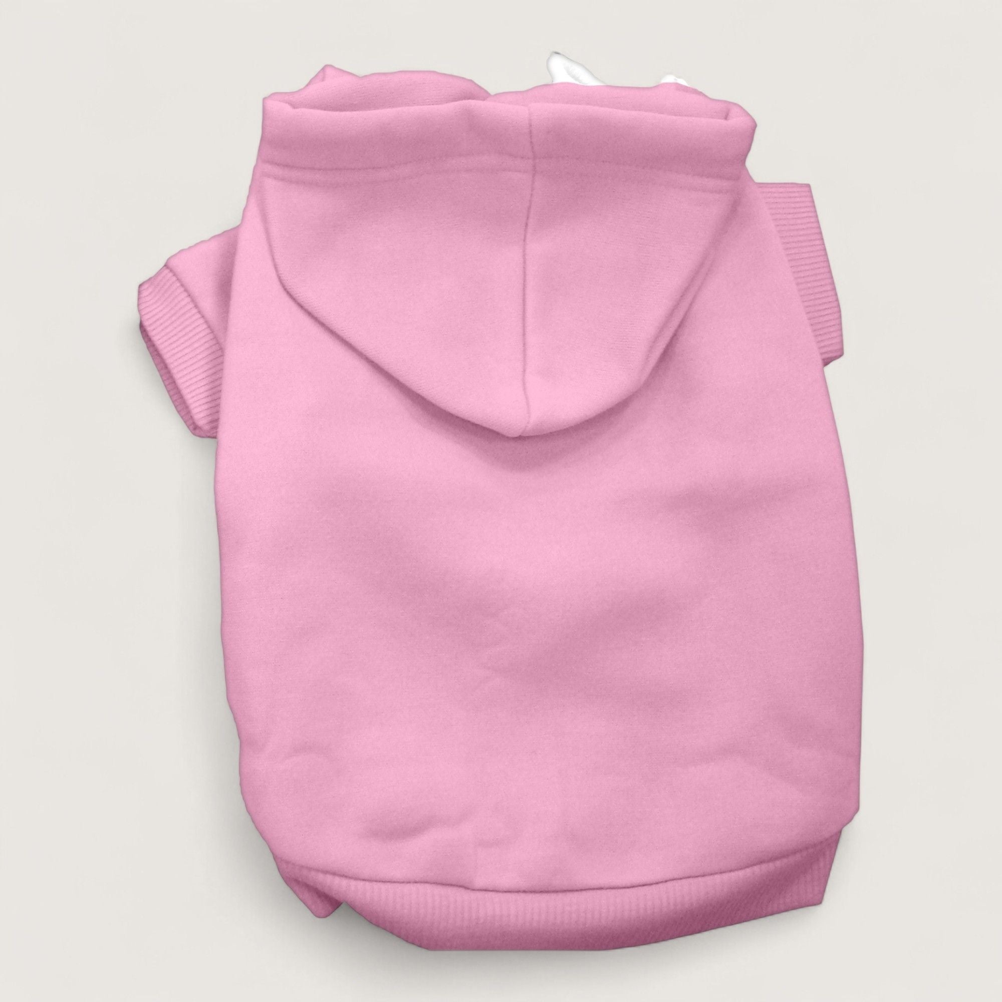 Pink Dog Hoodie - Cotton Blend, Back flat lay – blank dog apparel for makers and small brands | Fetch Blanks