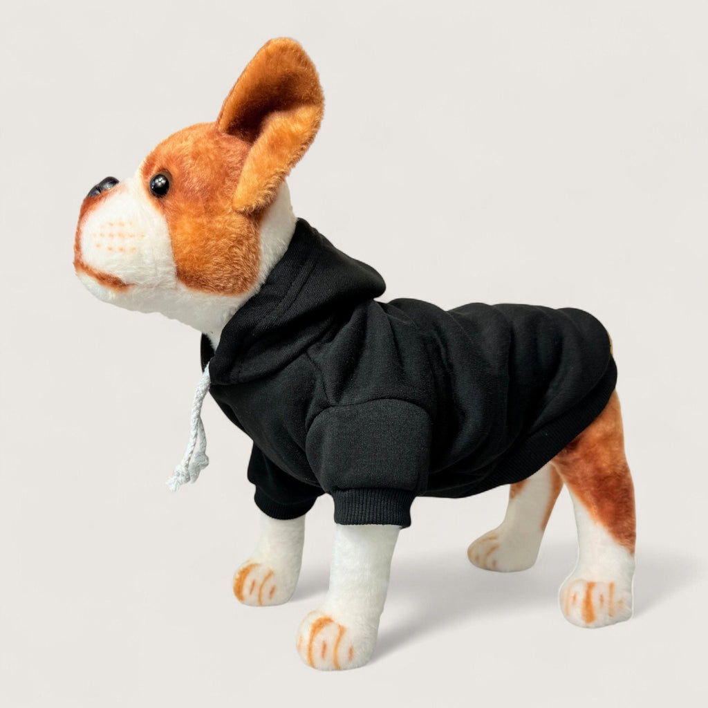 Polyester Dog Hoodie - Black, left side angle – blank dog apparel for makers and small brands | Fetch Blanks