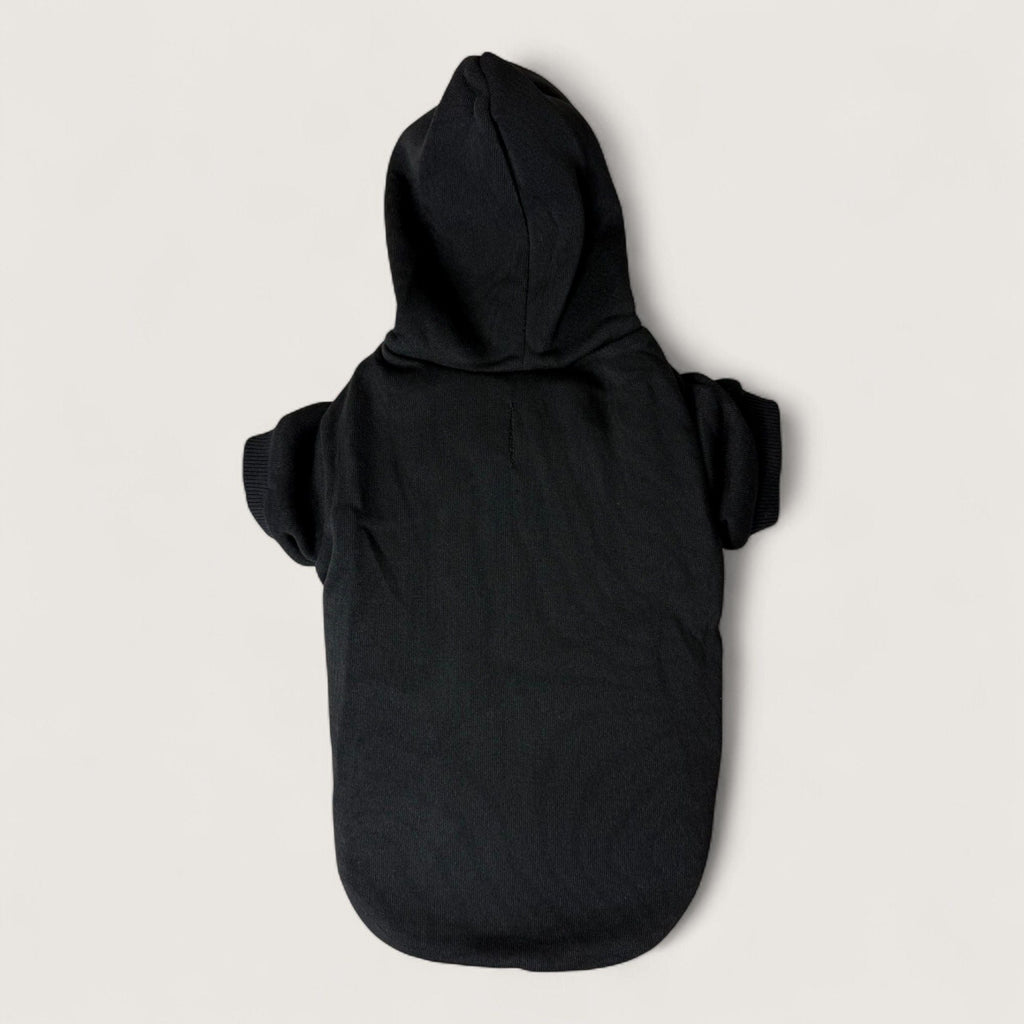 Polyester Dog Hoodie - Black, back flat lay – blank dog apparel for makers and small brands | Fetch Blanks