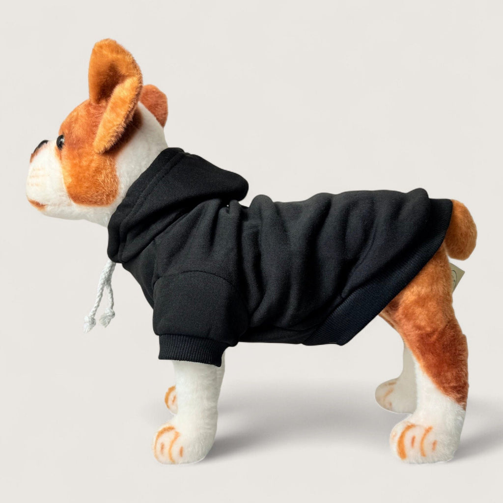 Polyester Dog Hoodie - Black, left side view – blank dog apparel for makers and small brands | Fetch Blanks