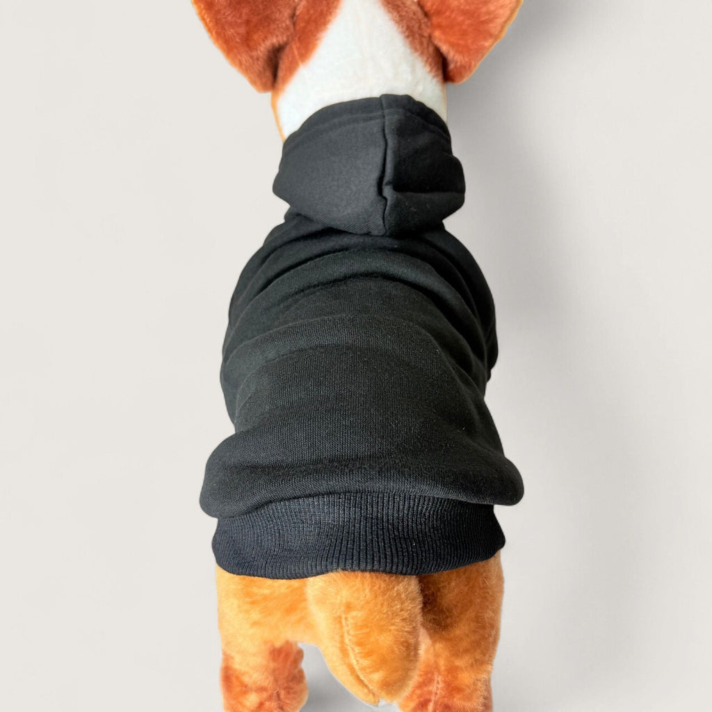 Polyester Dog Hoodie - Black, back view – blank dog apparel for makers and small brands | Fetch Blanks