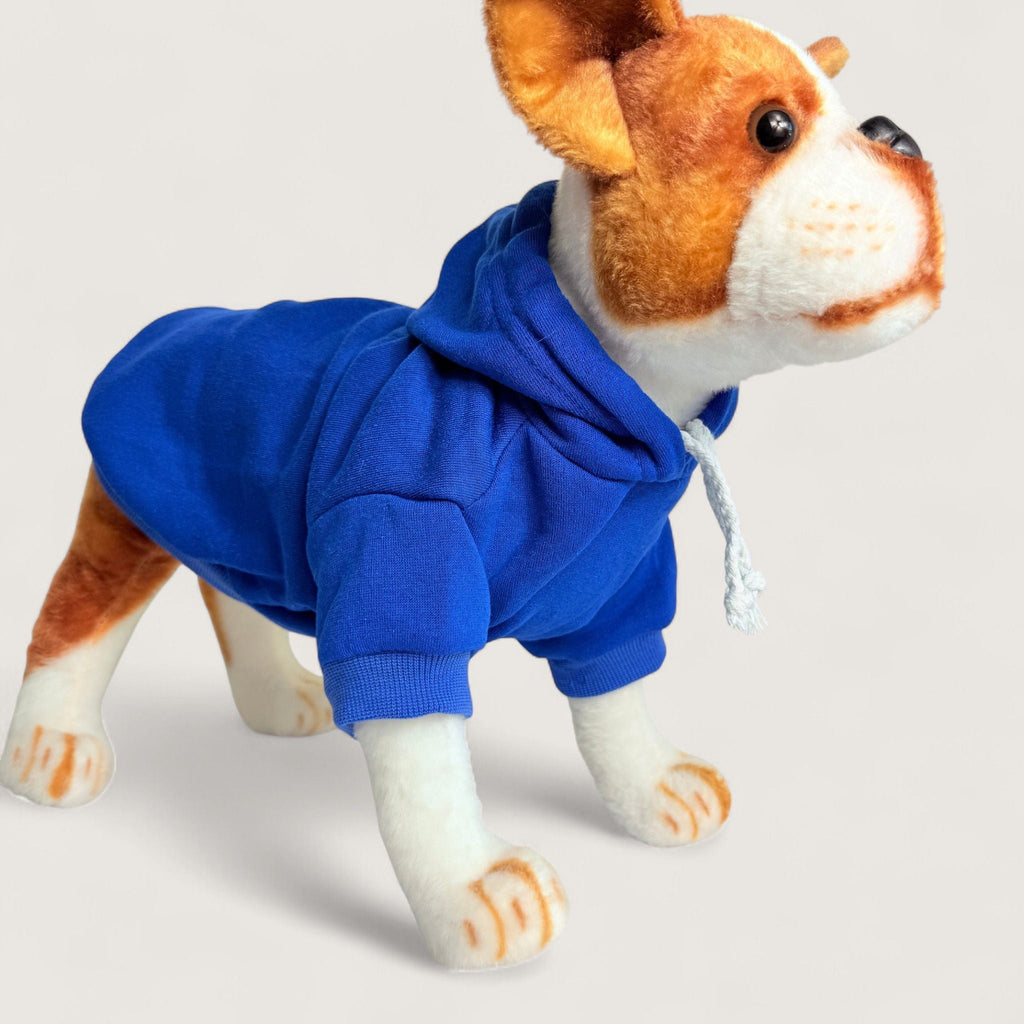 Polyester Dog Hoodie - Blue, right angle view – blank dog apparel for makers and small brands | Fetch Blanks