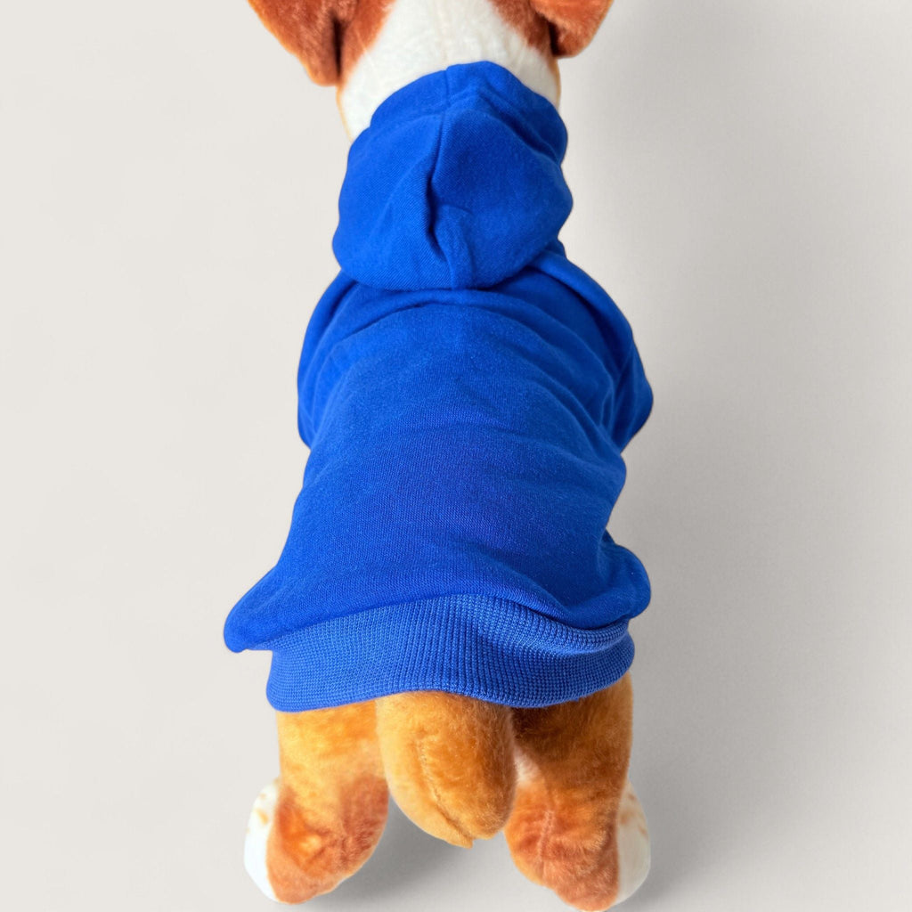 Polyester Dog Hoodie - Blue, back view – blank dog apparel for makers and small brands | Fetch Blanks