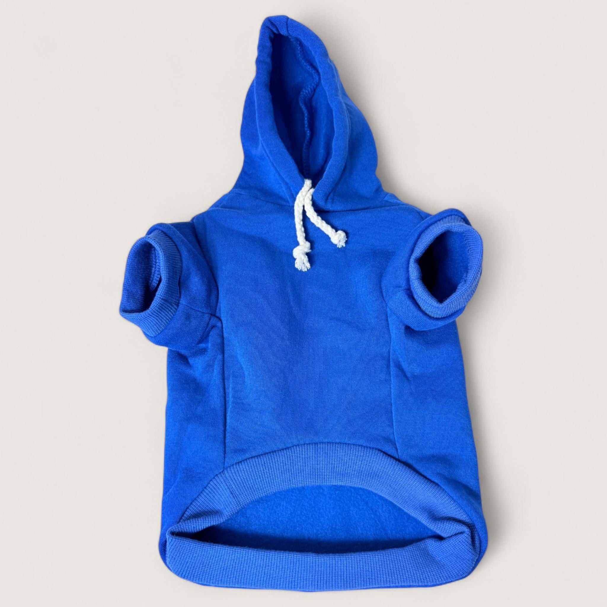 Polyester Dog Hoodie - Blue, front flay lay – blank dog apparel for makers and small brands | Fetch Blanks