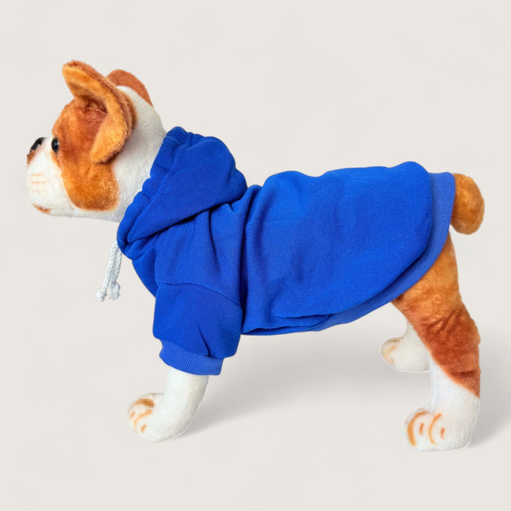 Polyester Dog Hoodie - Blue, left side view – blank dog apparel for makers and small brands | Fetch Blanks