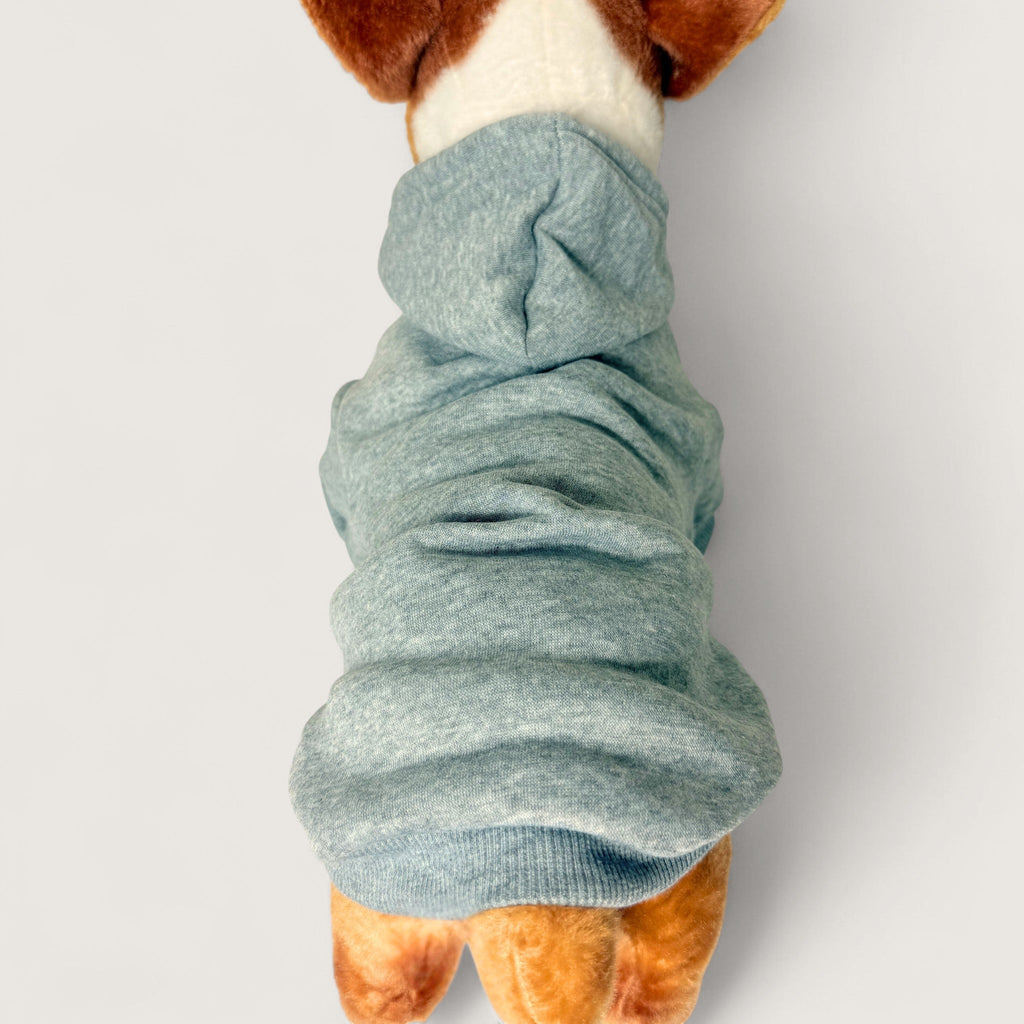 Polyester Dog Hoodie - Gray, back view – blank dog apparel for makers and small brands | Fetch Blanks