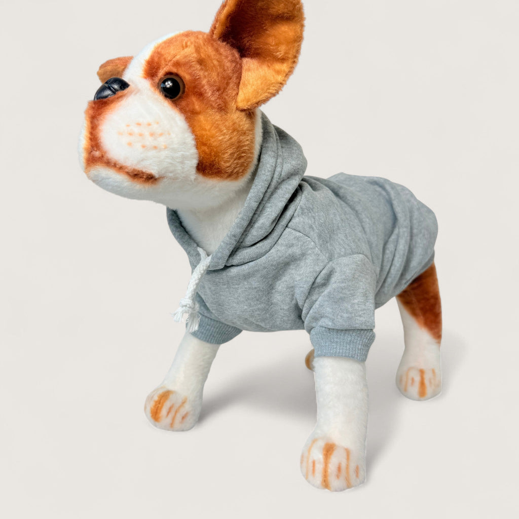 Polyester Dog Hoodie - Gray, left angle view – blank dog apparel for makers and small brands | Fetch Blanks