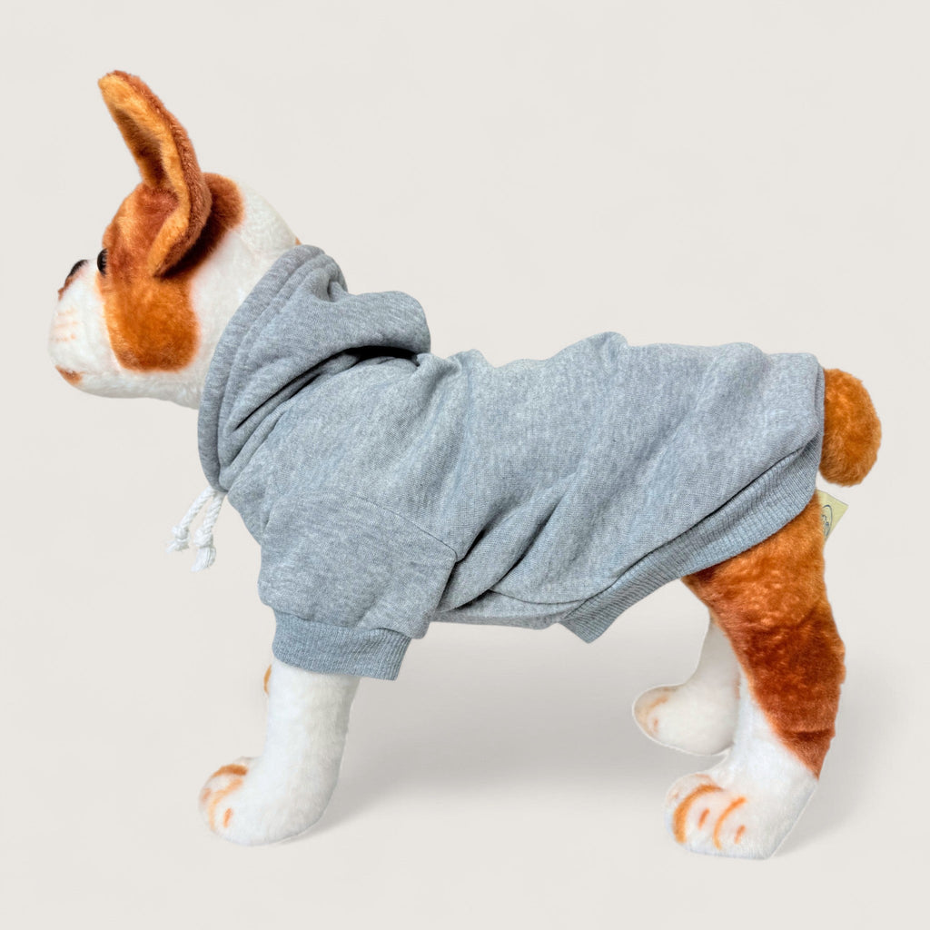 Polyester Dog Hoodie - Gray, left side view – blank dog apparel for makers and small brands | Fetch Blanks