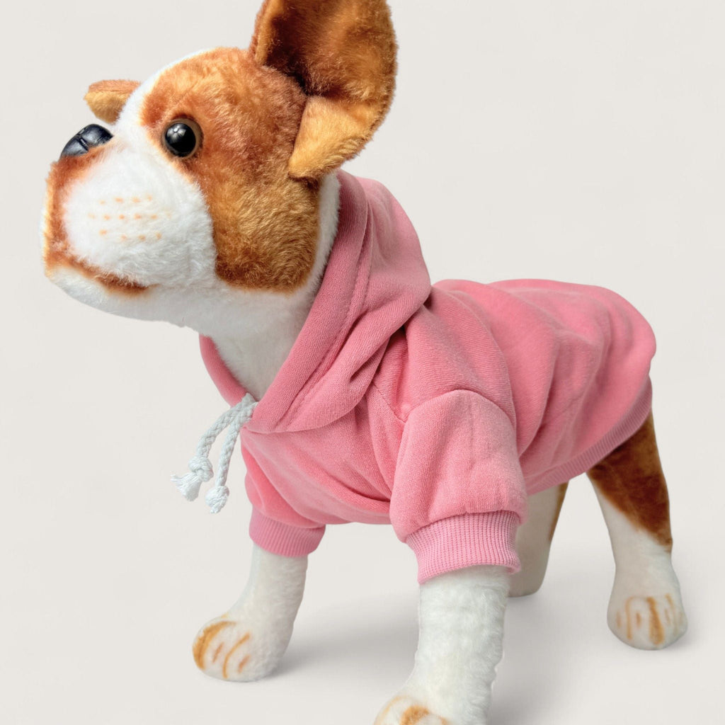 Polyester Dog Hoodie - Pink, left angle view – blank dog apparel for makers and small brands | Fetch Blanks