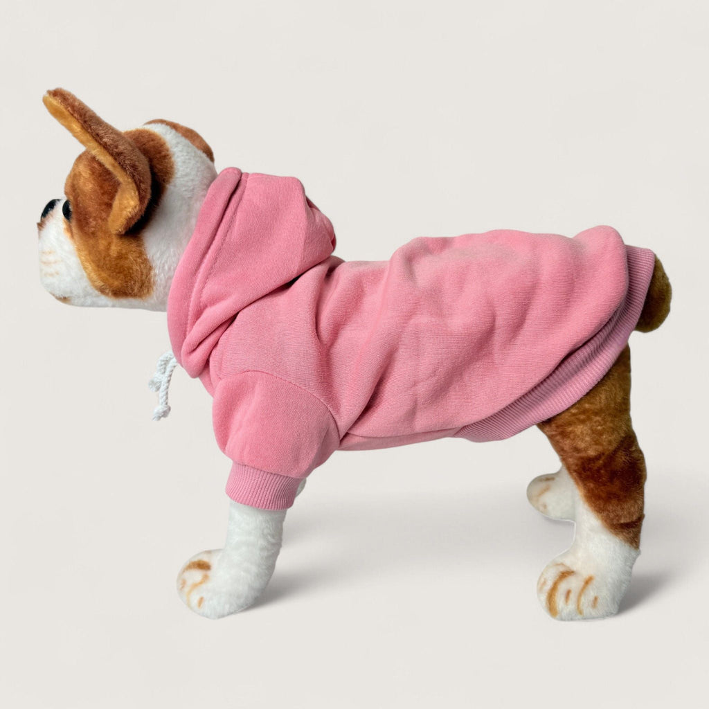 Polyester Dog Hoodie - Pink, left side view – blank dog apparel for makers and small brands | Fetch Blanks