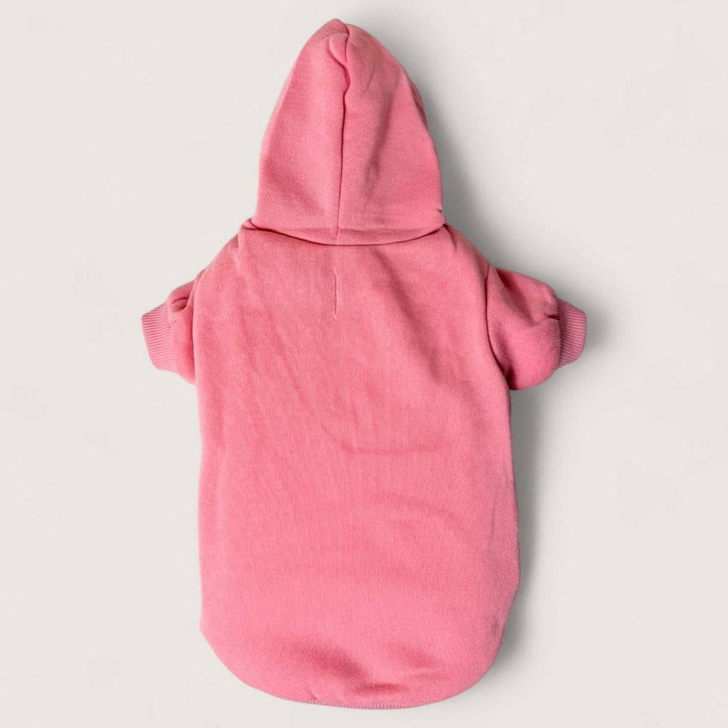 Polyester Dog Hoodie - Pink, back flat lay – blank dog apparel for makers and small brands | Fetch Blanks