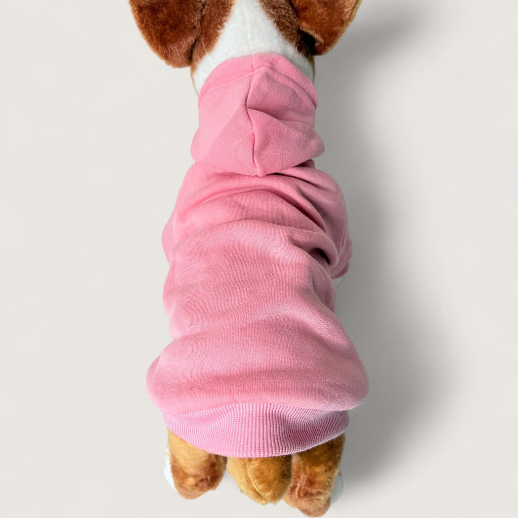 Polyester Dog Hoodie - Pink, back view – blank dog apparel for makers and small brands | Fetch Blanks