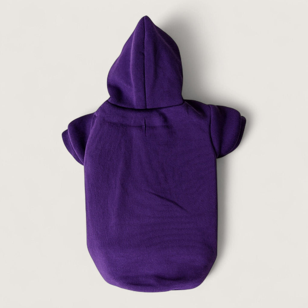 Polyester Dog Hoodie - Purple, back flat lay – blank dog apparel for makers and small brands | Fetch Blanks