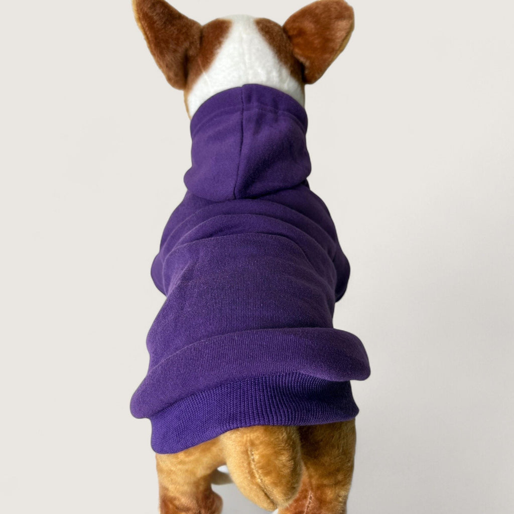 Polyester Dog Hoodie - Purple, back view – blank dog apparel for makers and small brands | Fetch Blanks