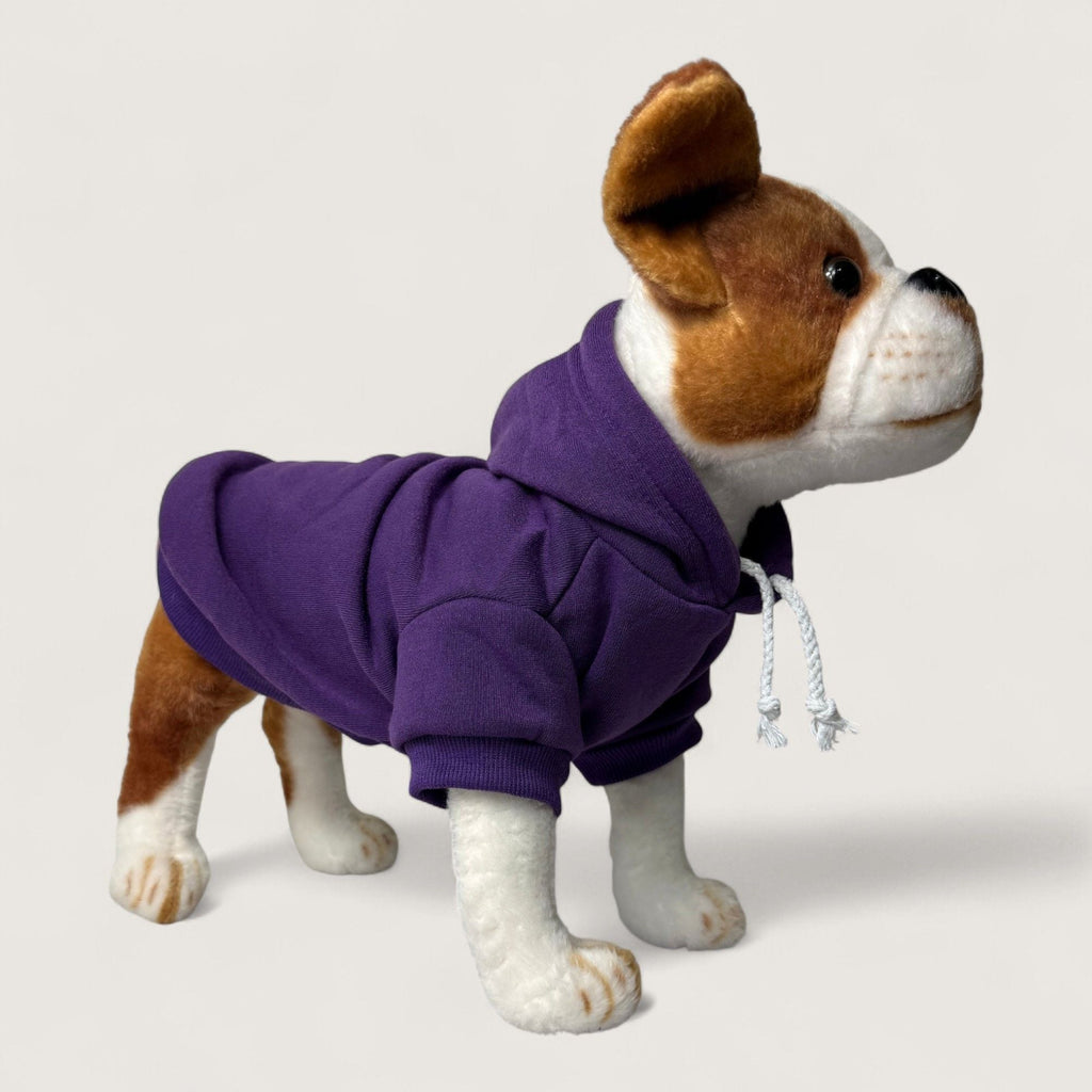 Polyester Dog Hoodie - Purple, front right angle view – blank dog apparel for makers and small brands | Fetch Blanks