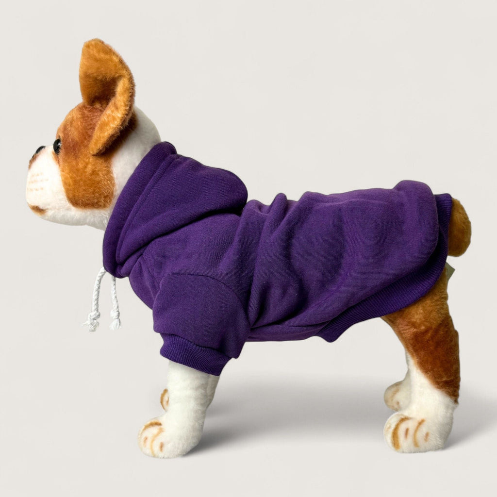 Polyester Dog Hoodie - Purple, left side view – blank dog apparel for makers and small brands | Fetch Blanks