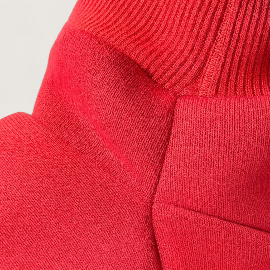 Polyester Dog Hoodie - Red, up close of stitching quality  – blank dog apparel for makers and small brands | Fetch Blanks
