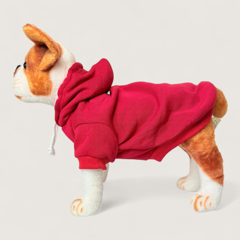 Polyester Dog Hoodie - Red, left side view – blank dog apparel for makers and small brands | Fetch Blanks