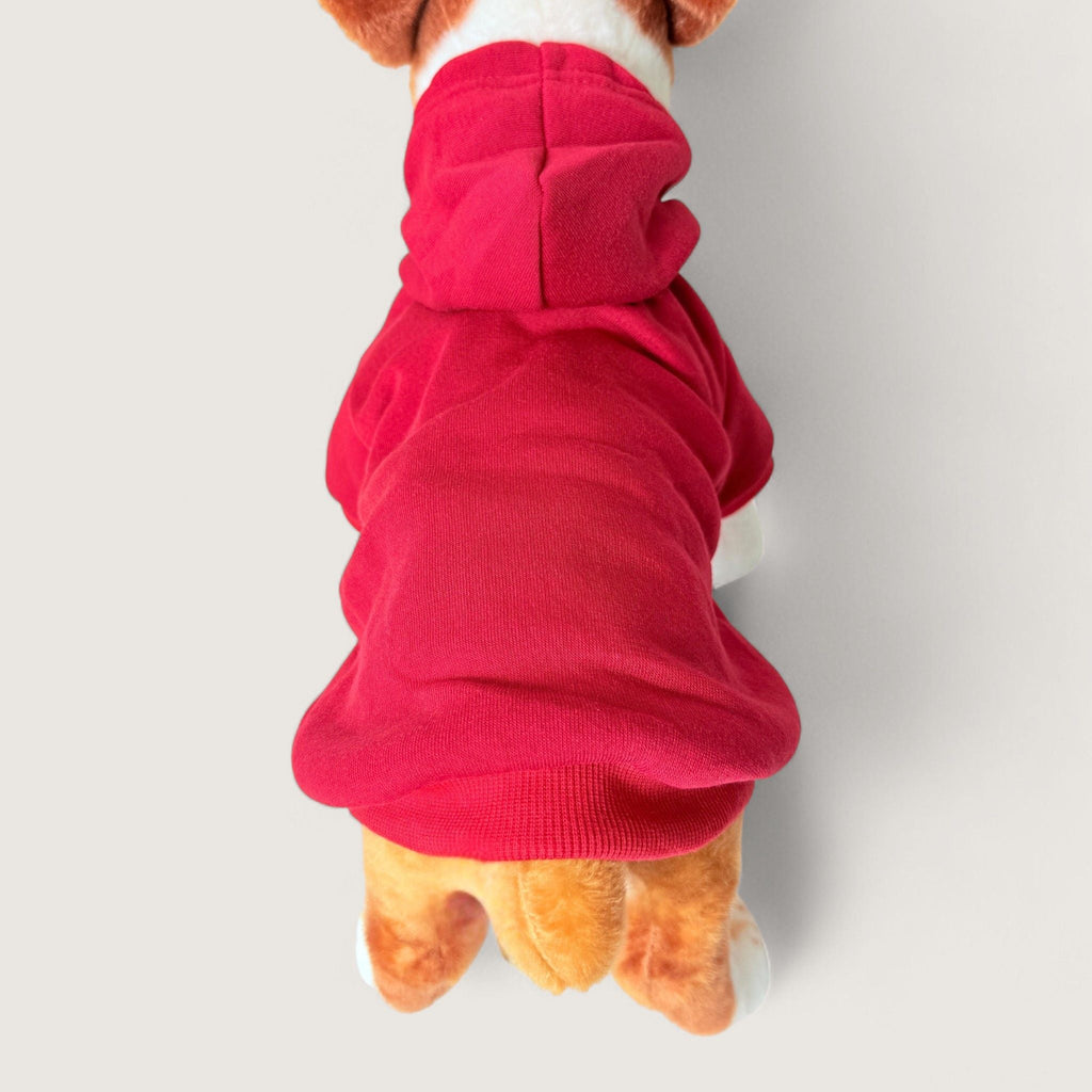 Polyester Dog Hoodie - Red, back view – blank dog apparel for makers and small brands | Fetch Blanks