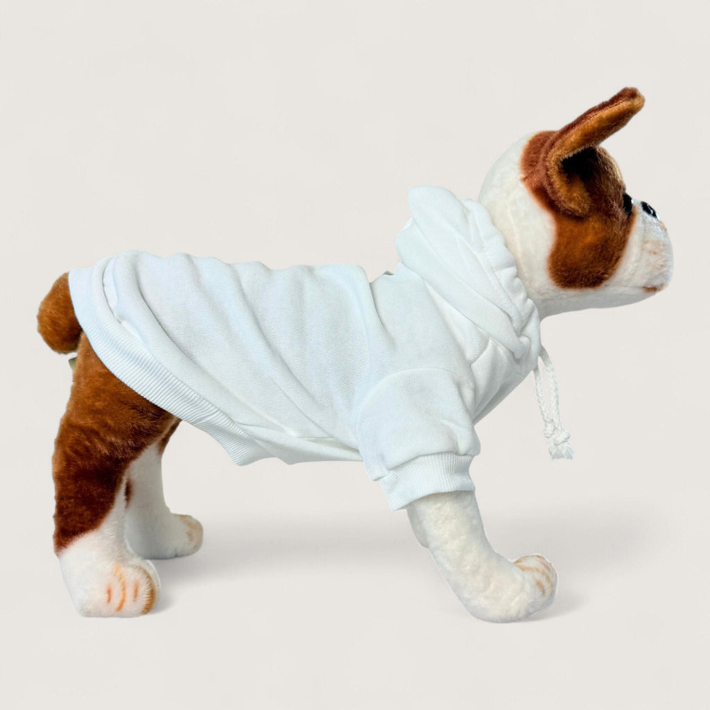 Polyester Dog Hoodie - White, right side view – blank dog apparel for makers and small brands | Fetch Blanks