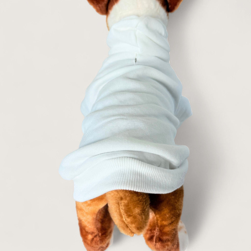 Polyester Dog Hoodie - White, back view – blank dog apparel for makers and small brands | Fetch Blanks
