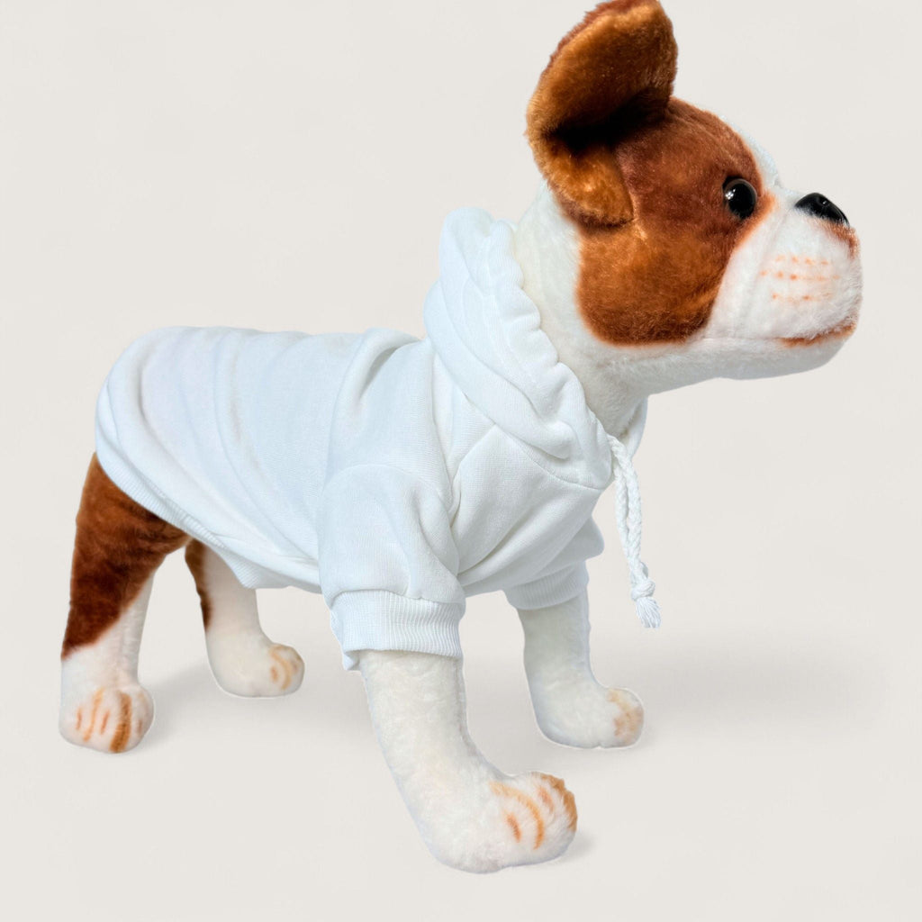 Polyester Dog Hoodie - White, right side angle – blank dog apparel for makers and small brands | Fetch Blanks
