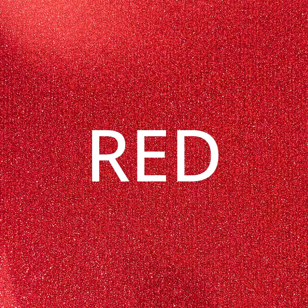 Red glitter heat transfer vinyl sheet for dog apparel and craft projects.