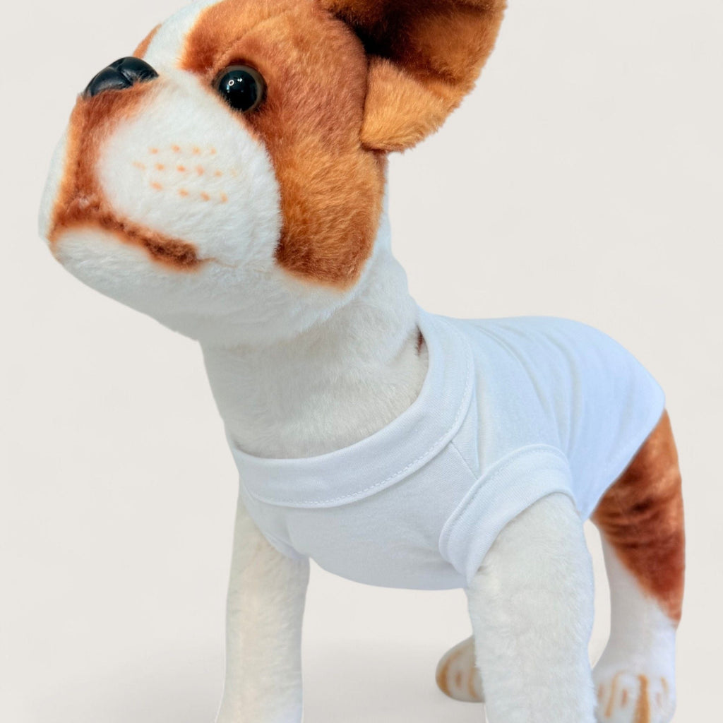 Pet T-Shirt - White, front angle view – blank dog apparel for makers and small brands | Fetch Blanks
