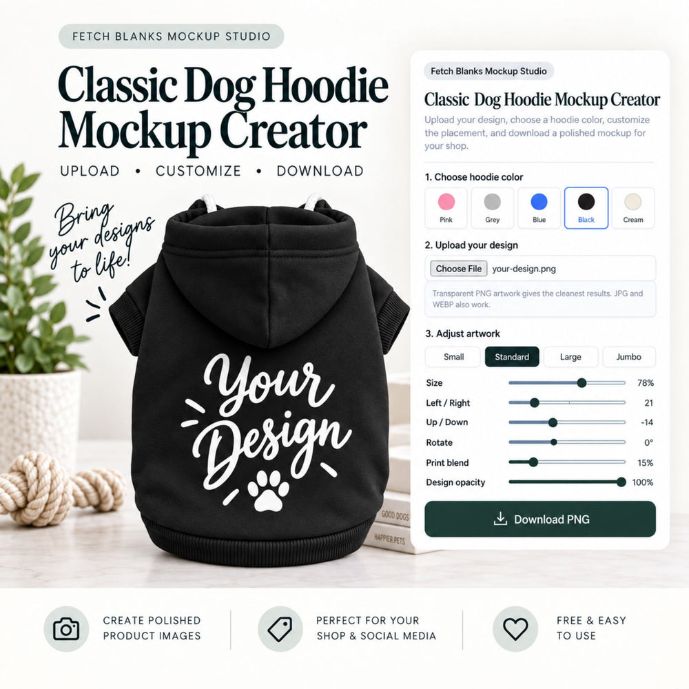 Classic Dog Hoodie Mockup Creator