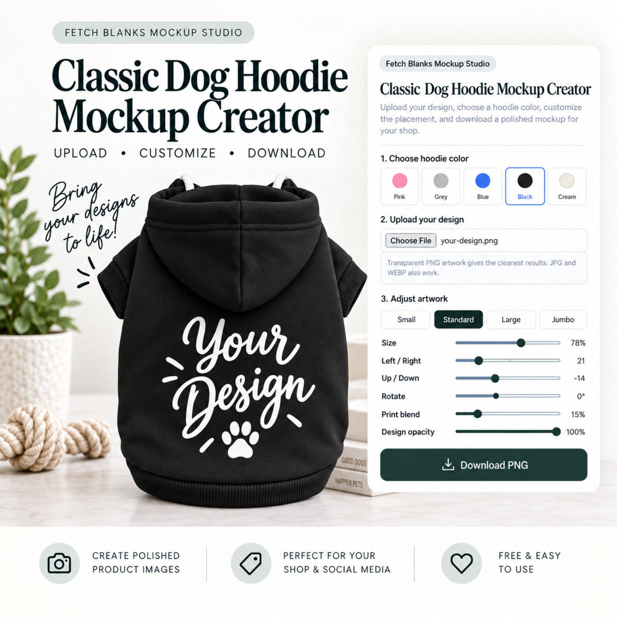 Classic Dog Hoodie Mockup Creator
