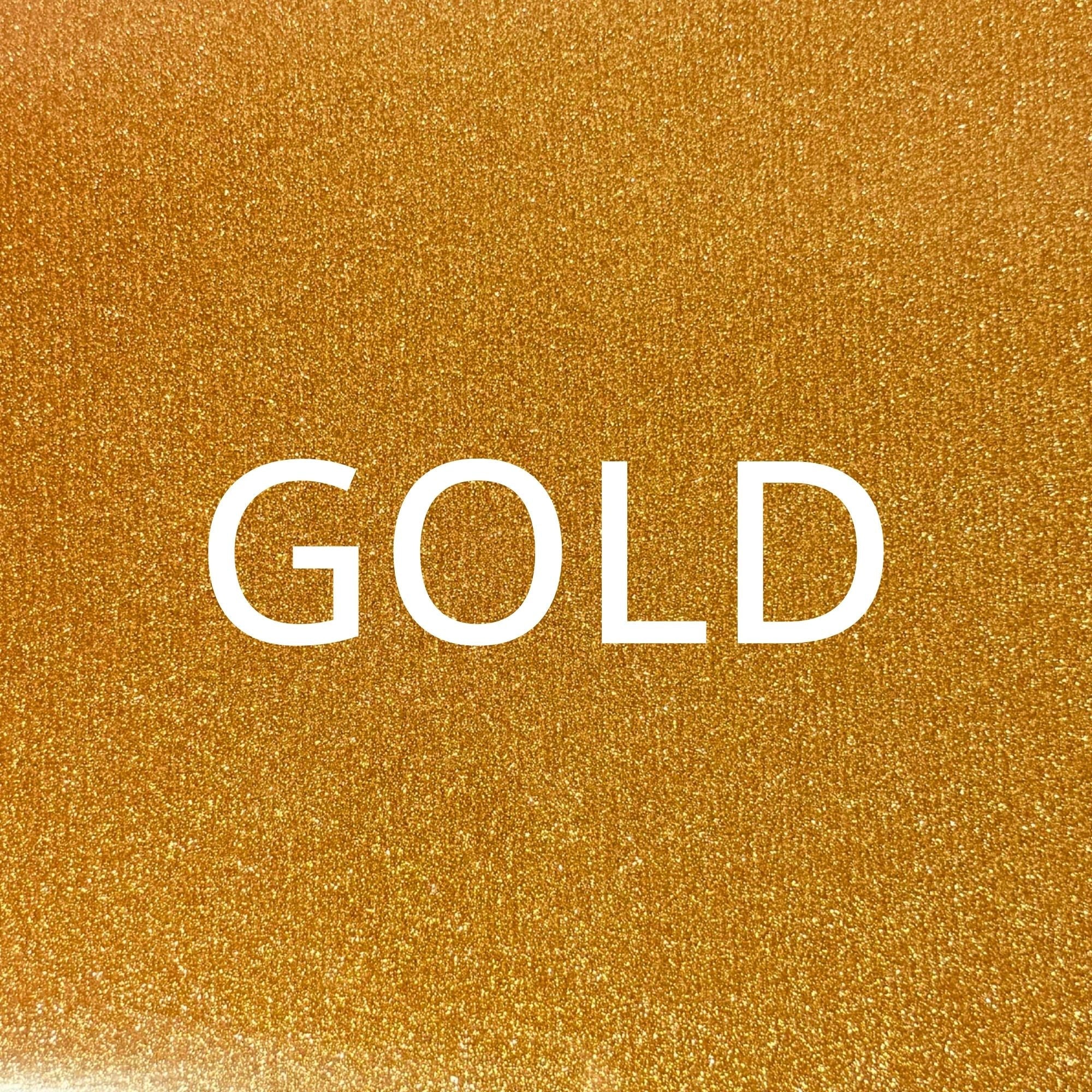 Gold glitter heat transfer vinyl sheet for dog apparel and craft projects.