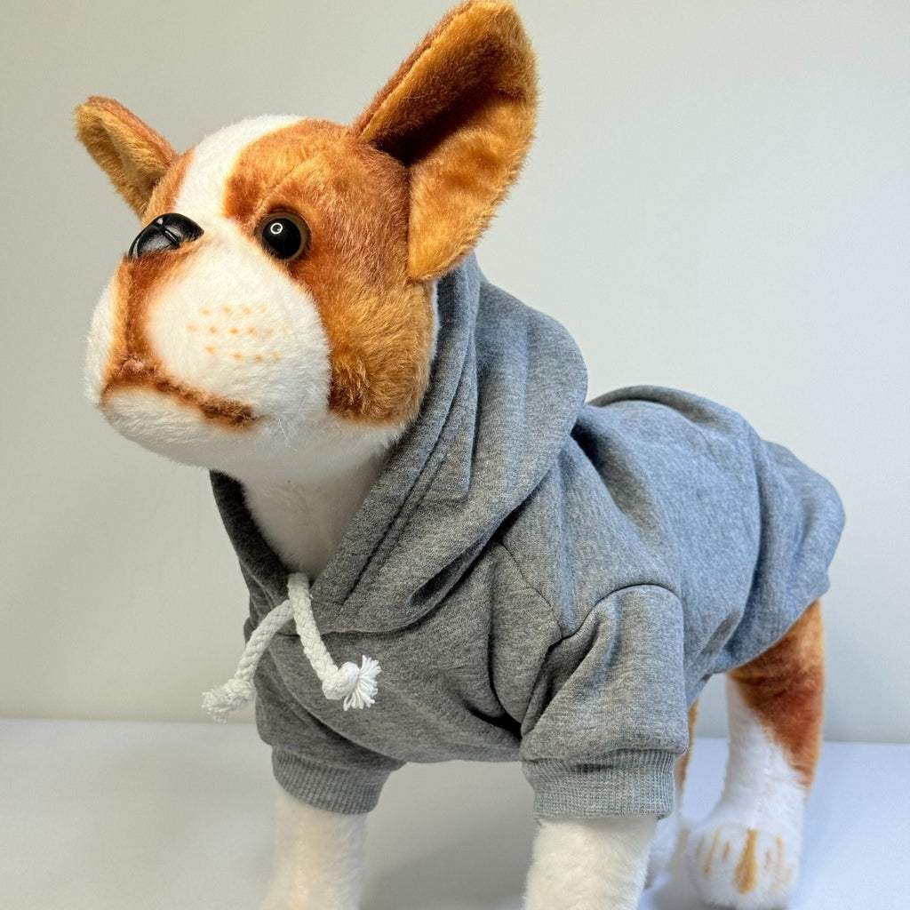 Gray Dog Hoodie - Cotton Blend, front view – blank dog apparel for makers and small brands | Fetch Blanks