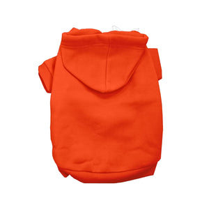 Flat lay of orange blank dog hoodie, back view with hood. Ideal for pet brands, crafters, and custom apparel.