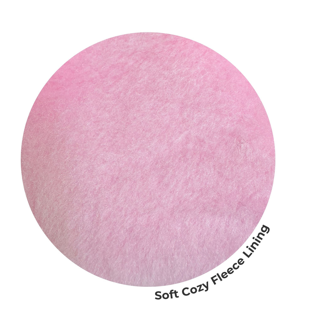 Close-up of soft pink fleece lining texture, showcasing the cozy inner material used in pet hoodies